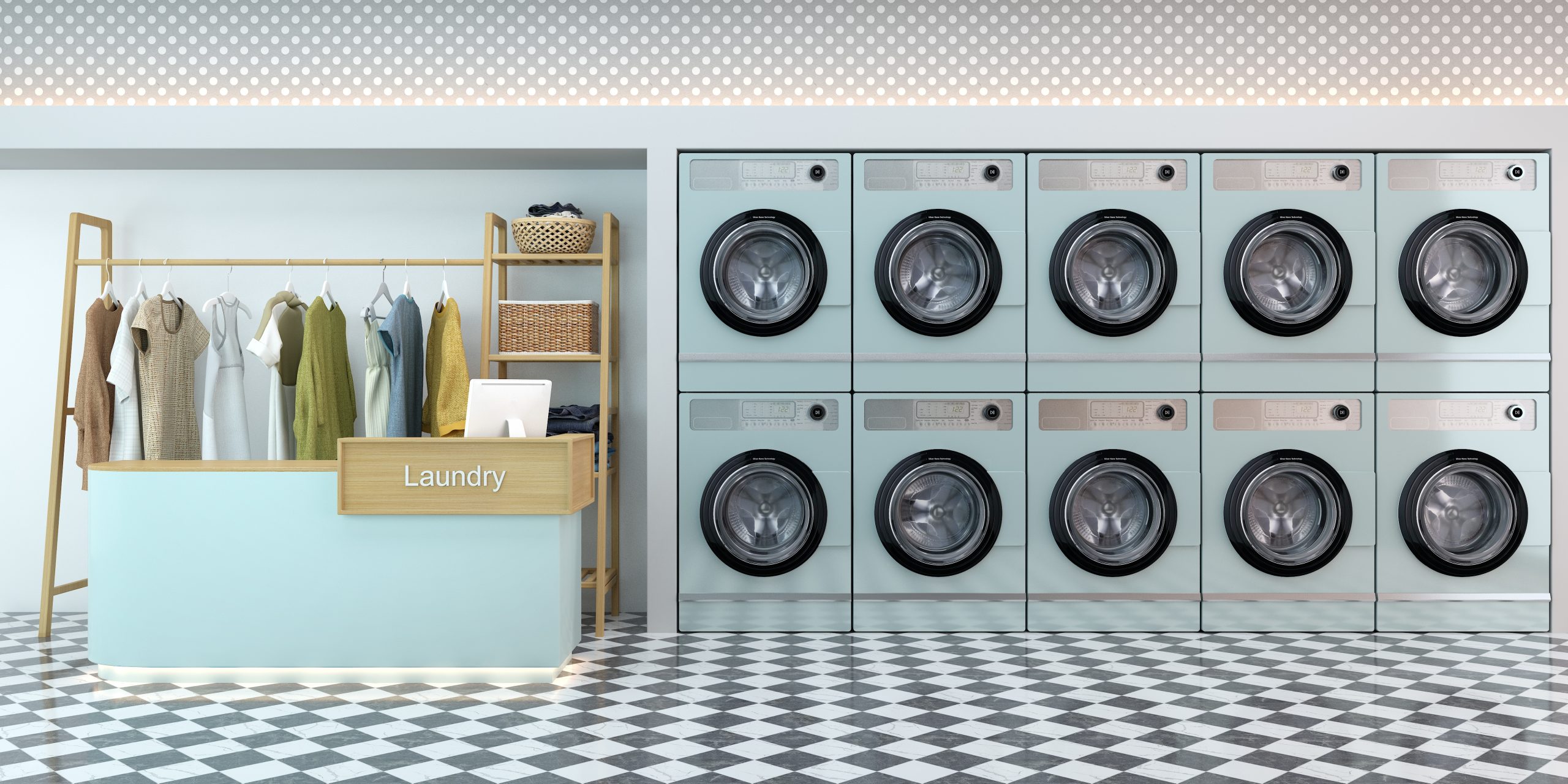 Laundry delivery service collecting freshly washed clothes as an alternative to local laundrettes